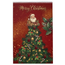 Merry Christmas Wall Calendar - Vintage Santa & Fe