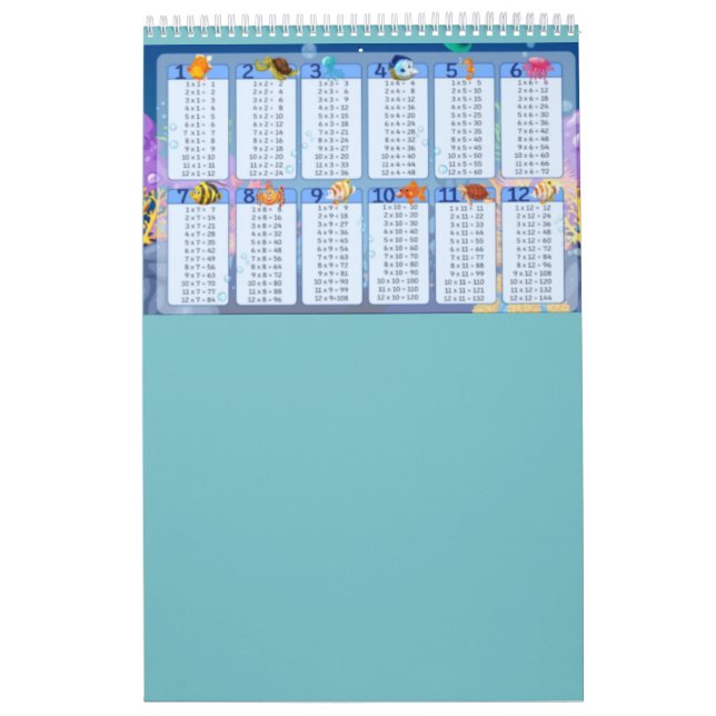 Calendário mesa de Multiplicação Azul 1-12 Cheat Sheet (Capa)