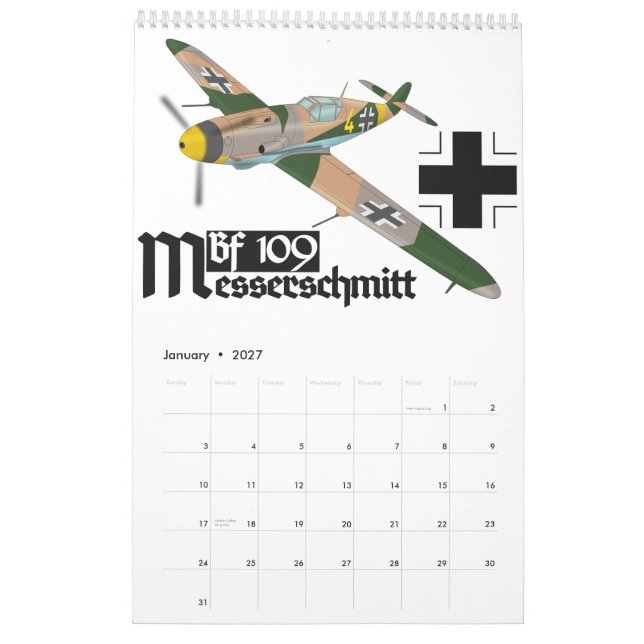 Calendário Messerschmitt Bf 109 Luftwaffe (Jan 2027)