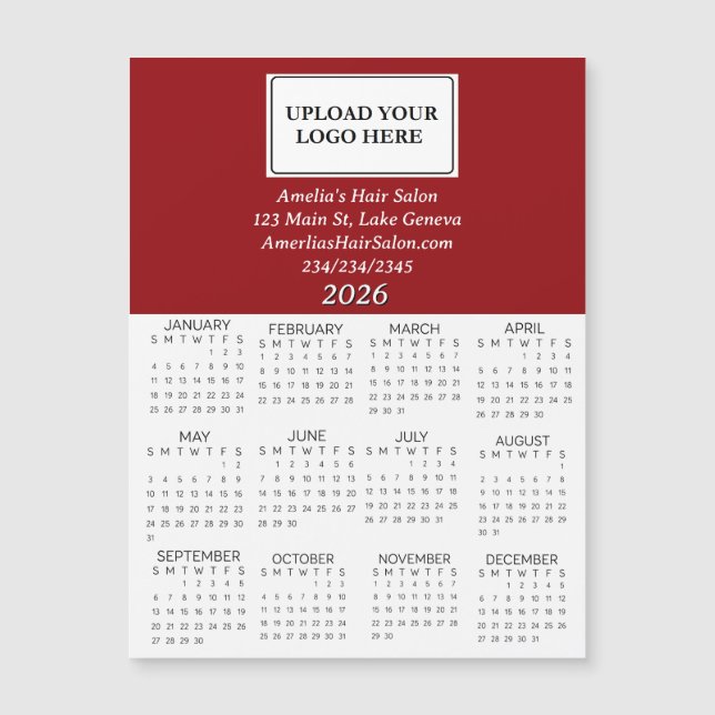 Calendário Miniatura de Logotipo Empresarial 2026 (Frente)