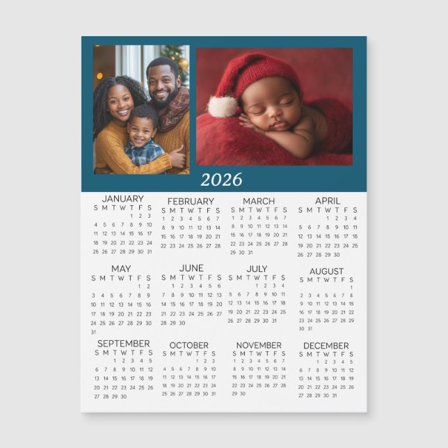 Calendário Miniatura Personalizado de 2026 com Fot (Frente)