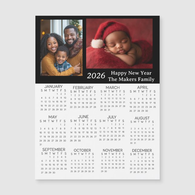 Calendário Miniatura Personalizado de 2026 com Fot (Frente)