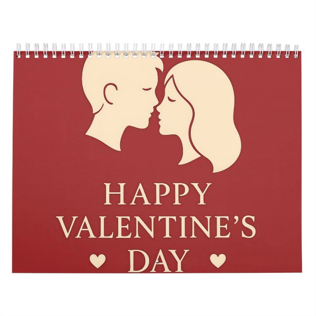 Calendário Minimal Couple Silhouette Romantic Valentines 2026 (Capa)
