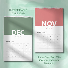 Calendário Minimalist Clean Modern Color Design Calendar