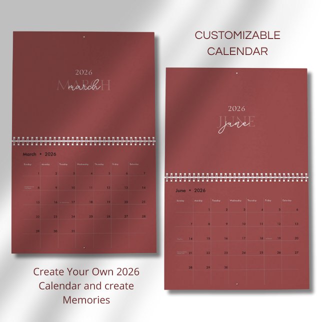 Calendário Minimalist Modern Elegant 2026 Calendar (Criador carregado)