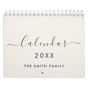 Calendário Minimalista 2027 Nome da Família Personalizado em