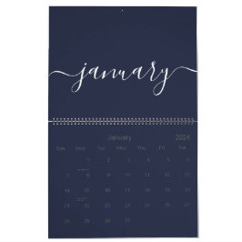 Calendário Minimalista branco e marinho 2025