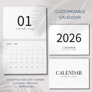 Calendário Minimalista Elegante 2026