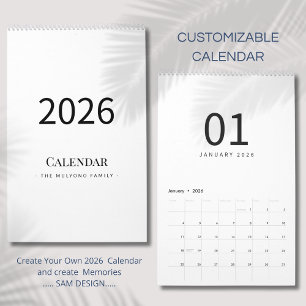Calendário Minimalista Elegante 2026