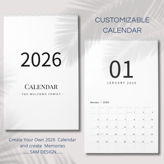 Calendário Minimalista Elegante 2026 (Criador carregado)