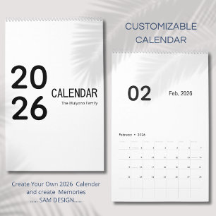 Calendário Minimalista Elegante 2026