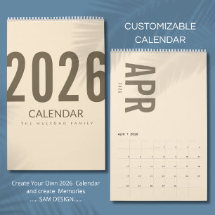 Calendário Minimalista Elegante 2026