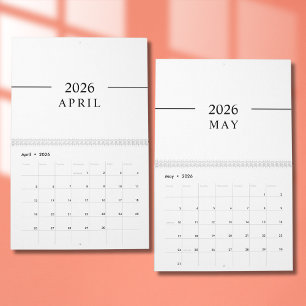Calendário Minimalista Elegante 2026