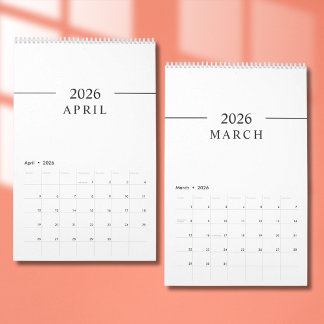 Calendário Minimalista Elegante 2026