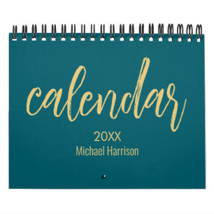 Calendário Minimalista Elegante 2026 – azul turque