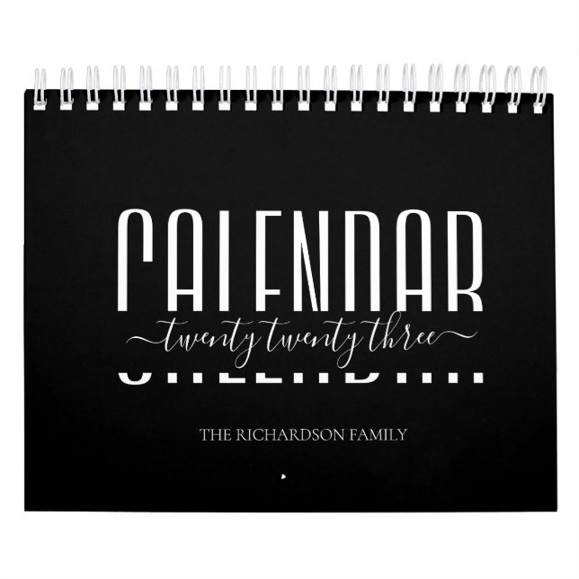 Calendário minimalista preto e branco de 2023 (Capa)