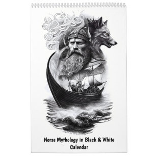 Calendário Mitologia Nórdica em Preto e Branco
