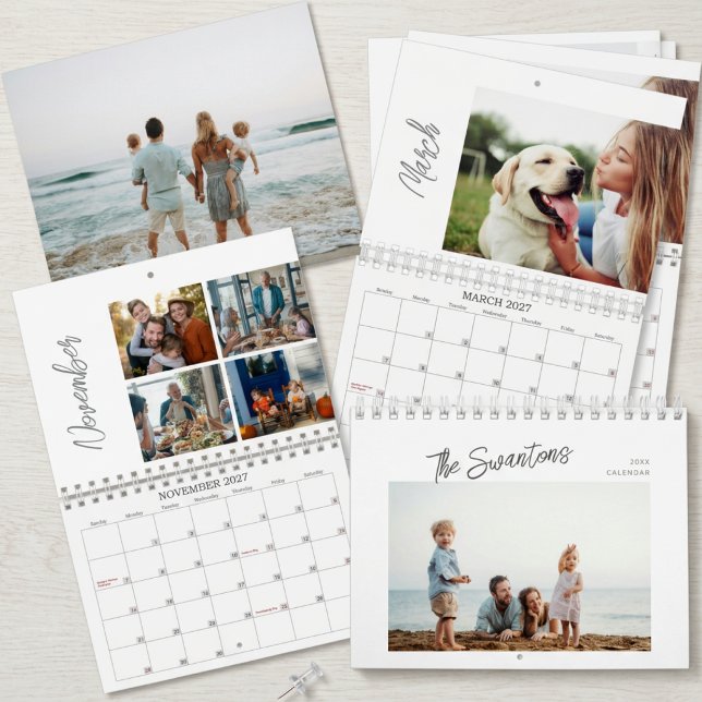 Calendário Modelo de colagem de foto personalizada com foto d (Criador carregado)