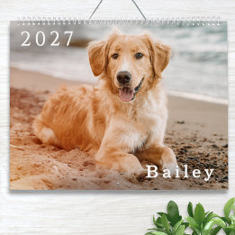 Calendário Modelo Simples de Foto de Cachorro Personalizado p