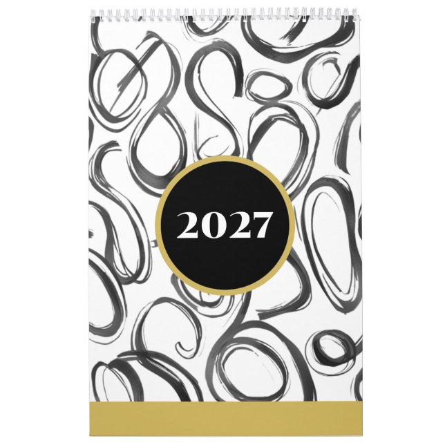 Calendário Modern Abstract Black Gold 2027 Wall Calendar (Capa)