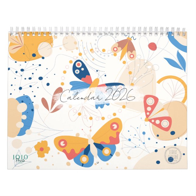 Calendário Modern Abstract Butterflies Photo Calendar 2026 (Capa)