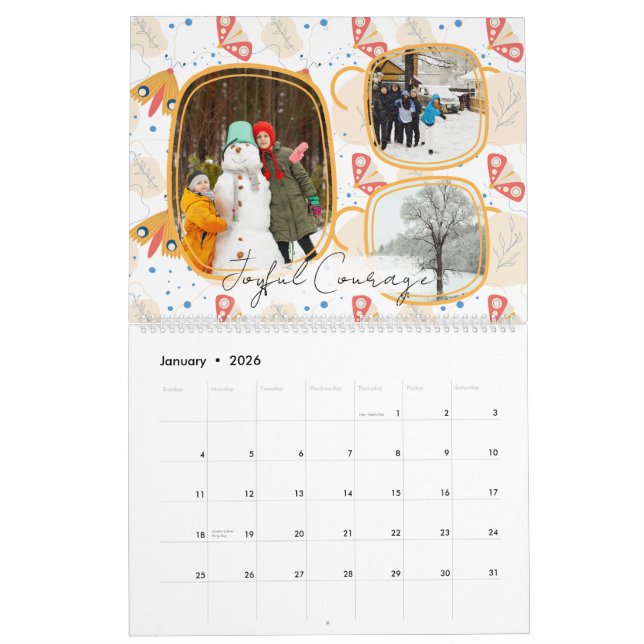 Calendário Modern Abstract Butterflies Photo Calendar 2026 (Jan 2026)