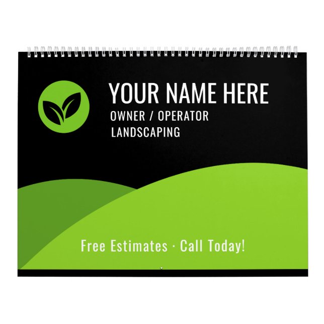 Calendário Modern Lawn Care Landscaping Business (Capa)