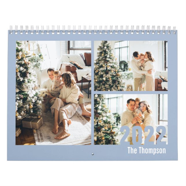 Calendário Modern Light Blue Personalizar Crie sua própria fo (Capa)