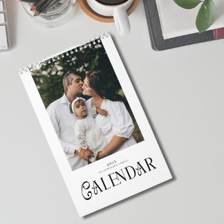 Calendário Modern Minimal Chic Typography Custom Family Photo