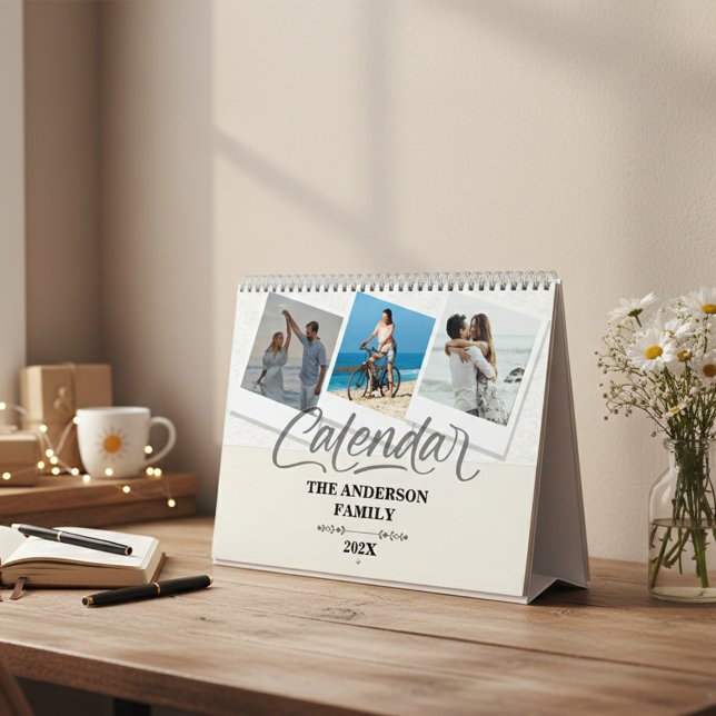 Calendário Modern Minimal Family Photo Collage Calendar 2026 (Modern Minimal Family Photo Collage Calendar 2026)
