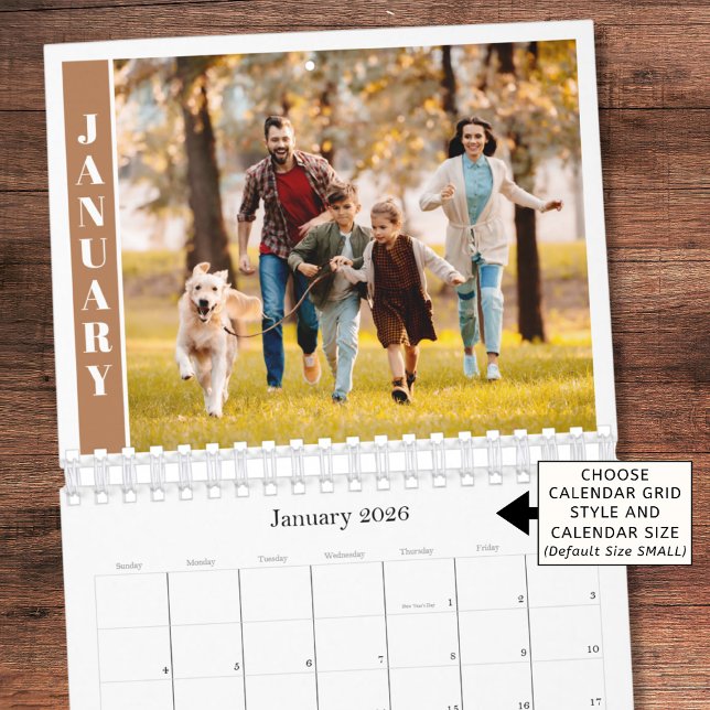 Calendário Modern Minimal One Photo Per Month Terracotta (Criador carregado)