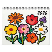 Modern Naive Floral Art Calendar