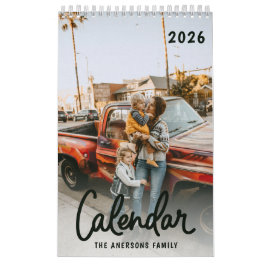 Calendário Modern Stylish Trendy Script Family Photo Monthly