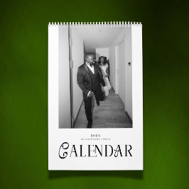 Calendário Modern Typography Custom Newlyweds Wedding Photo