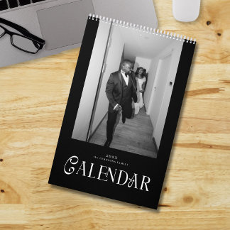 Calendário Modern Typography Custom Newlyweds Wedding Photo