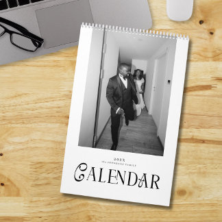 Calendário Modern Typography Custom Newlyweds Wedding Photo