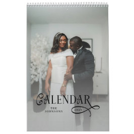 Calendário Modern Typography Custom Newlyweds Wedding Photo