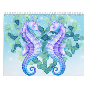 Calendário Moderna Bright Watercolor Sea Life