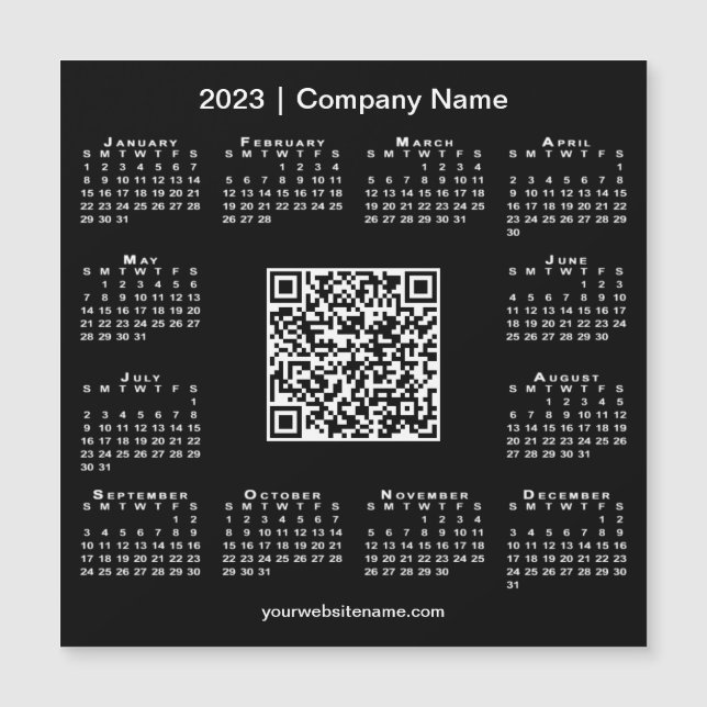Calendário Moderno 2023 Código QR de Negócio do Ca (Frente)