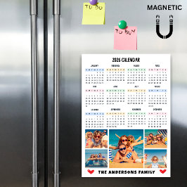 Calendário Moderno 2026 Ímã de Colagem de Foto Per