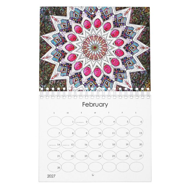 Calendário moderno da mandala (Fev 2027)
