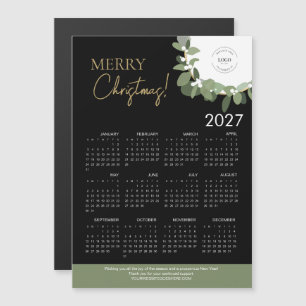 Calendário Moderno de Natal 2027 Preto e Dourado