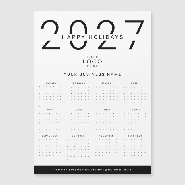 Calendário Moderno de Negócios Logo Férias Ímã 202 (Frente)