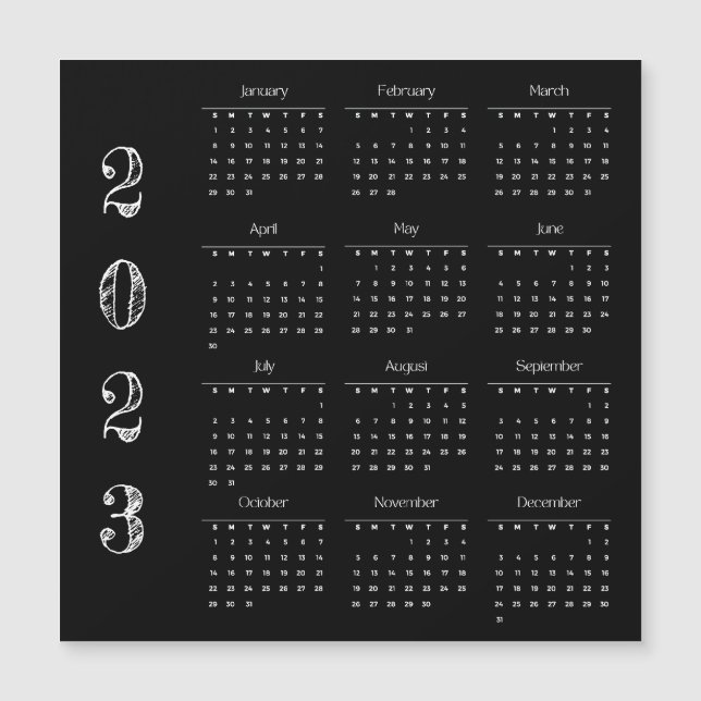 Calendário moderno e minimalista de 2023 (Frente)