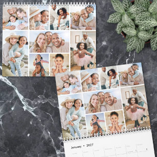 Calendário Moderno Minimalista Colagem de Fotos Simples