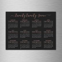 Calendário Moderno Script Black Rose Gold 2027