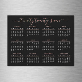 Calendário Moderno Script Black Rose Gold 2027