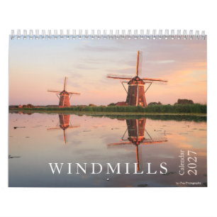 Calendário Moinhos de vento de 2027 fotografia na Holanda