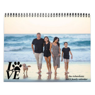 Calendário Momentos de Fotos Personalizadas de Cachorro e Fam