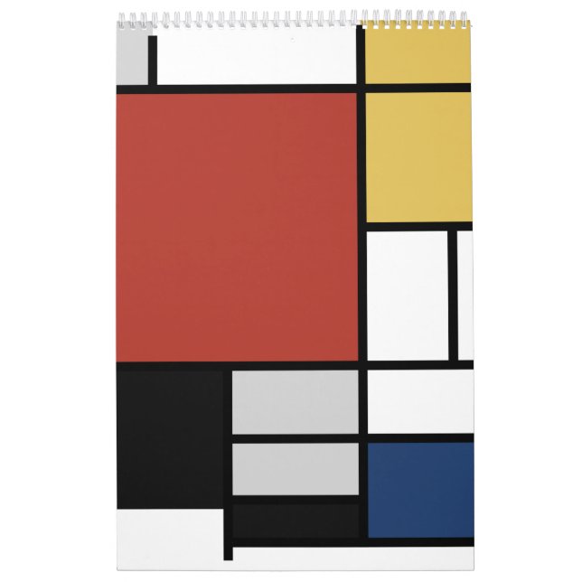 Calendário Mondrian Painting Red Plane Yellow Black Cinza Blu (Capa)
